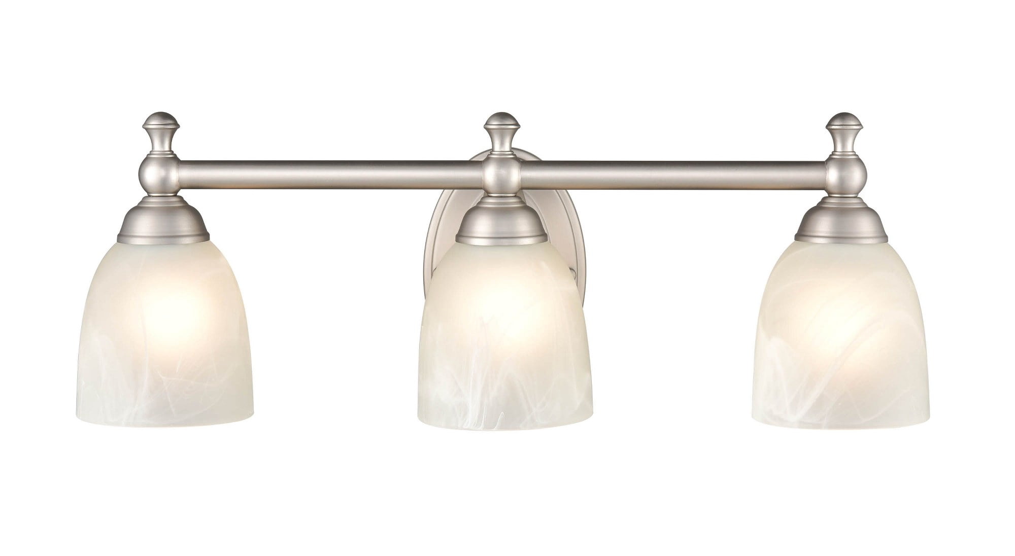 Millennium Lighting  3 Light Metal Vanity Fixture in Satin Nickel with Faux Alabaster Glass Shades