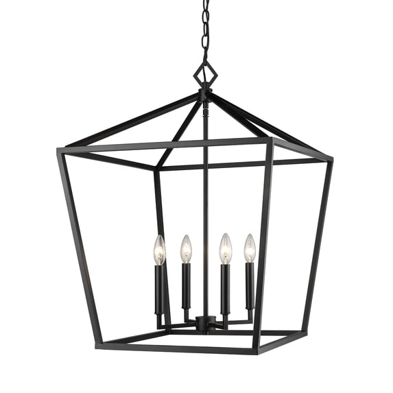 3254-MB Millennium Lighting Corona - 4 Light Pendant-30 Inch Tall and 20 Inch Wide-Matte Black Finish -Traditional Installation