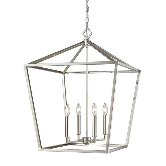 3254-SN-Millennium Lighting-4 Light Pendant-30 Inch Tall and 20 Inch Wide-Satin Nickel Finish -Traditional Installation