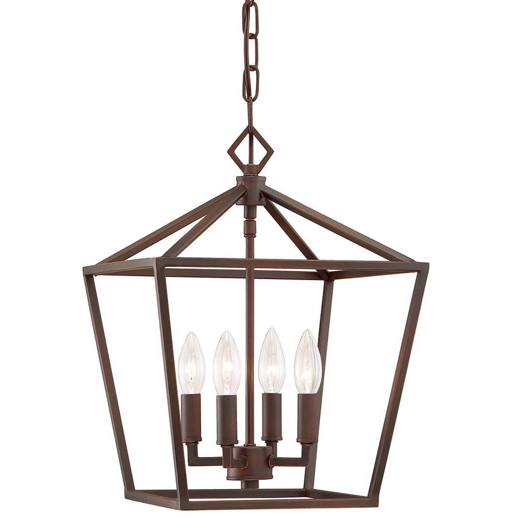 Elegant Rubbed Bronze 4-Light Lantern Pendant with Adjustable Chain