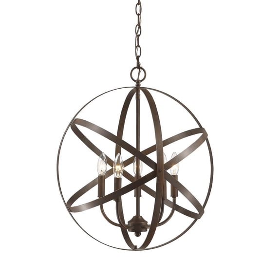 3239-RBZ Millennium Lighting 5 Light Pendant-22.25 Inches Tall and 20 Inches Wide-Rubbed Bronze Finish -Traditional Installation