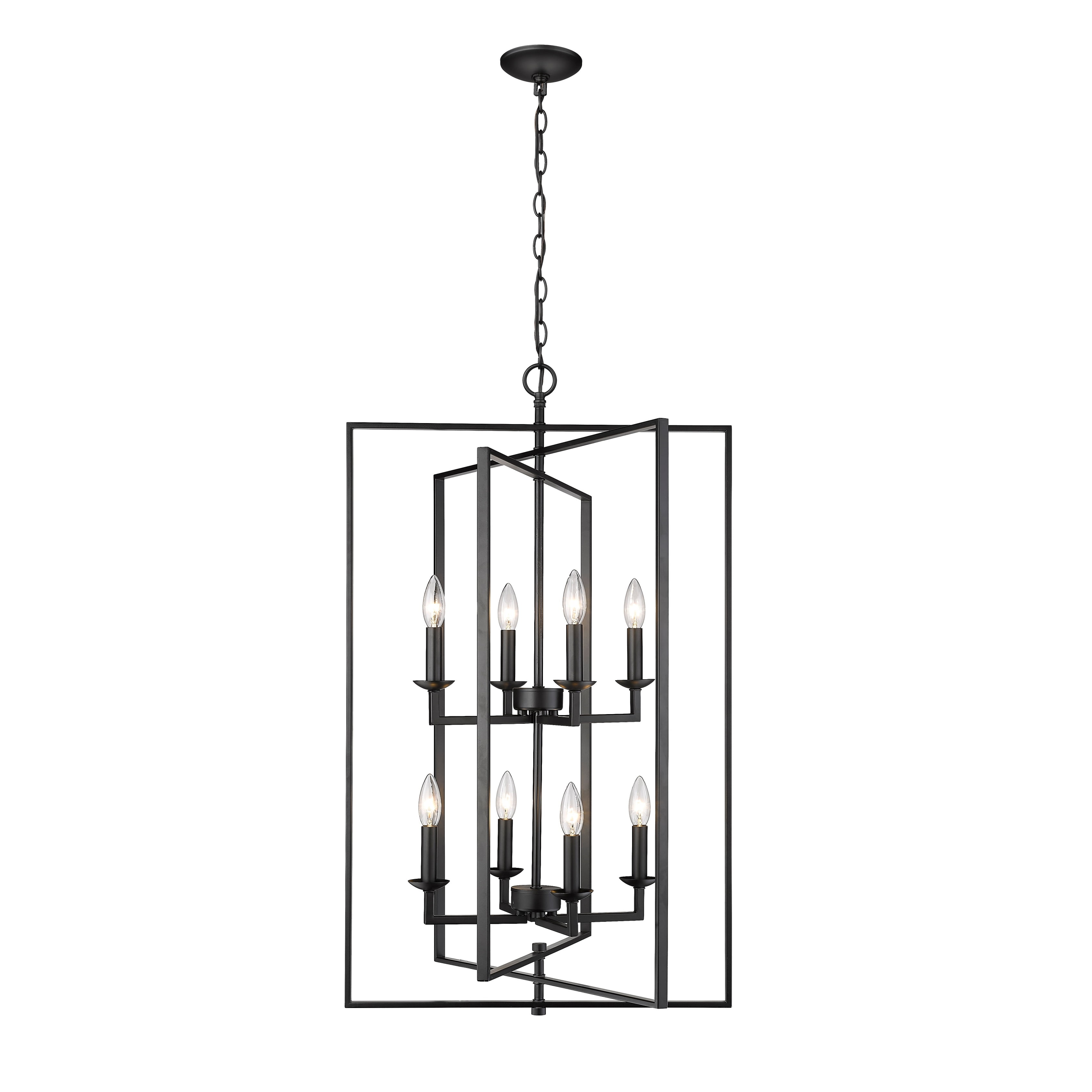 Nellis Matte Black 8-Light Geometric Pendant Chandelier