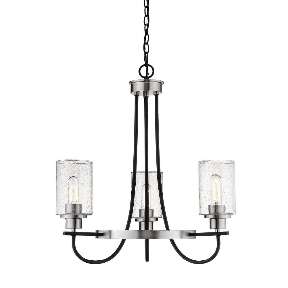 Clifton Modern Cylinder Chandelier Matte Black and Brushed Nickel