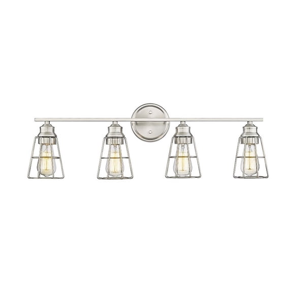 Millennium Lighting 4 Light Bathroom Vanity Fixture with Metal Shade Brushed Nickel Nickel Brushed