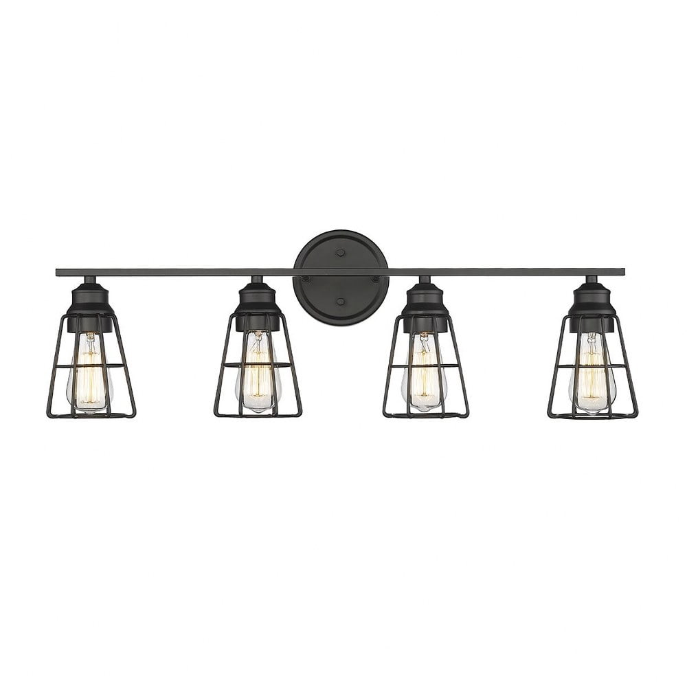 Millennium Lighting  4 Light Bathroom Vanity Fixture with Metal Shade Matte Black Black Matte