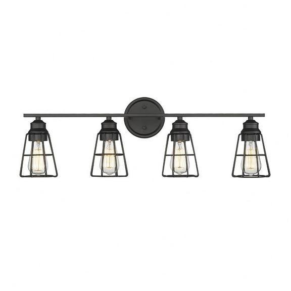 Millennium Lighting 4 Light Bathroom Vanity Fixture with Metal Shade Matte Black Black Matte