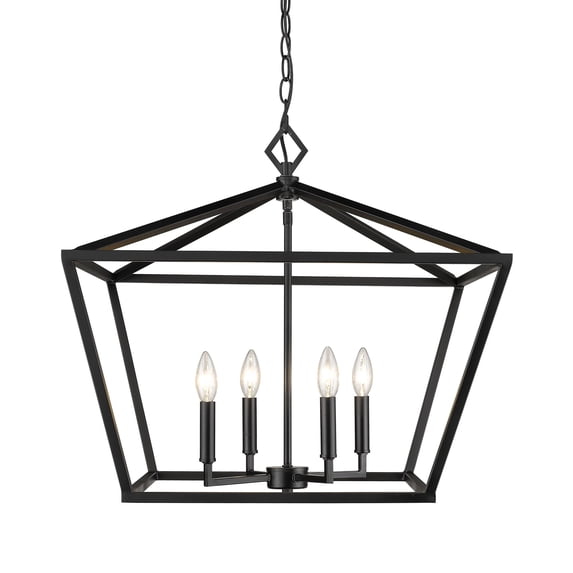3294-MB Millennium Lighting Corona - 4 Light Pendant-21 Inch Tall and 23 Inch Wide-Matte Black Finish -Traditional Installation