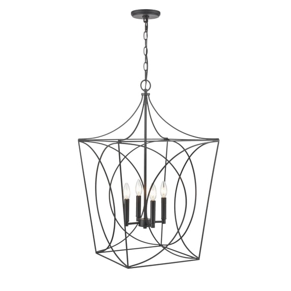 4000-MB Millennium Lighting Tracy - 4 Light Pendant-30.5 Inch Tall and 18 Inch Wide-Matte Black Finish -Traditional Installation