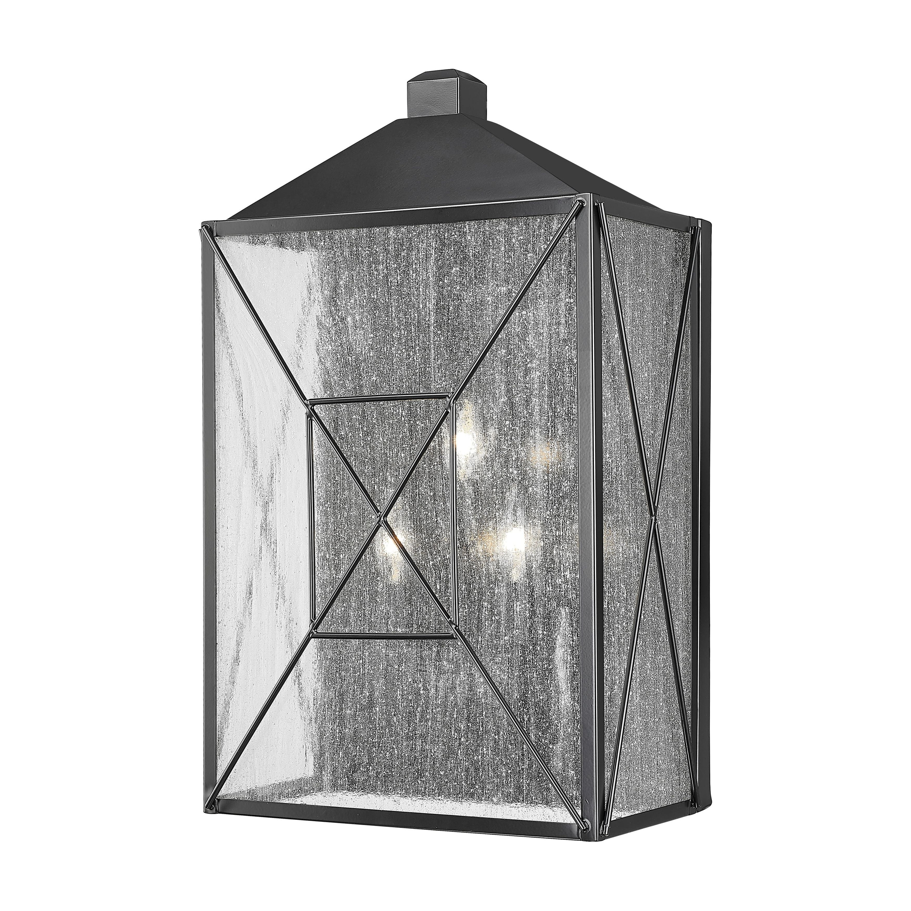 Caswell Black Metal Outdoor Wall Sconce with Clear Glass