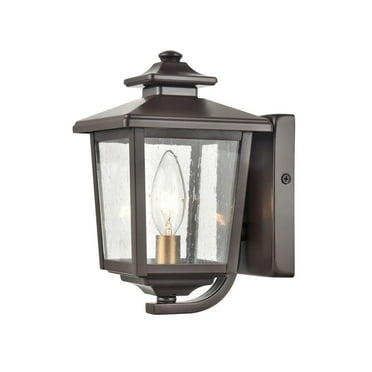 Millennium Lighting  Eldrick Outdoor Flush Mount Sconce with Seeded Glass Shade Powder Coat Bronze Bronze