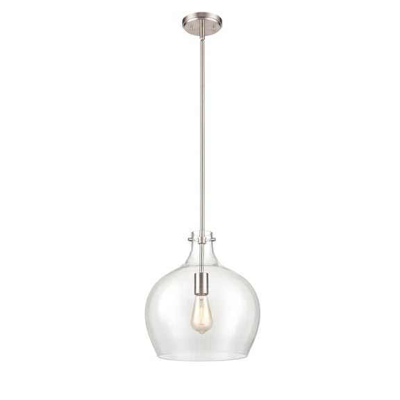 Millennium Lighting  50" Metal 1 Light Pendant Fixture with Clear Glass Shade Brushed Nickel Brushed Nickel