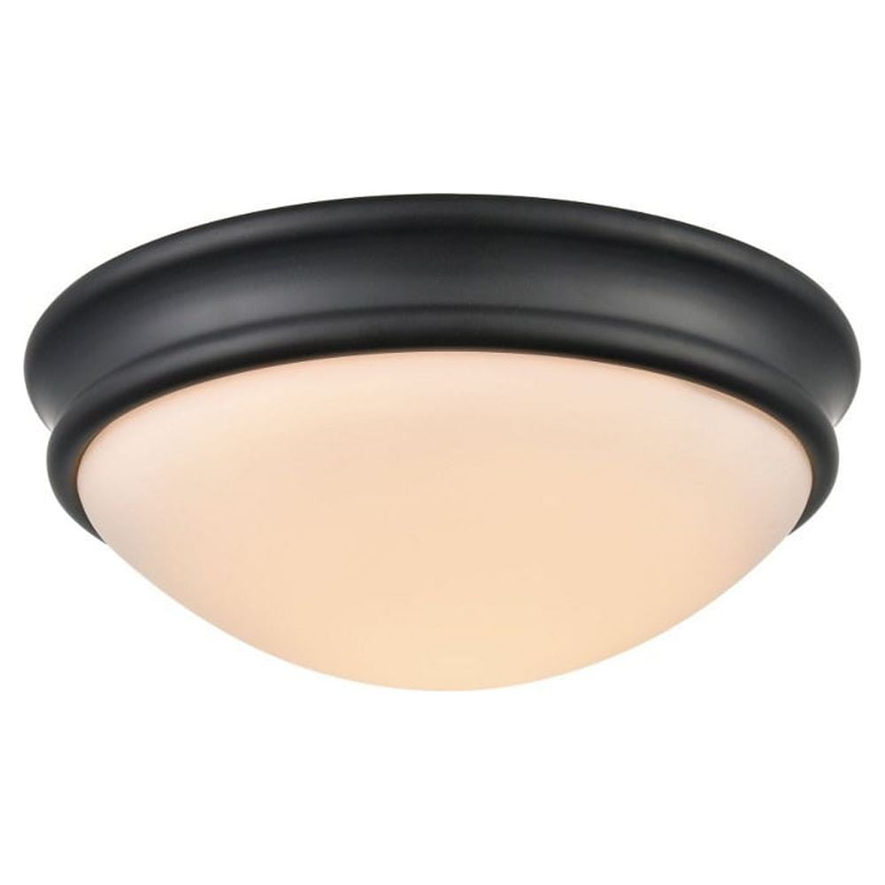 Matte Black Glass Flush Mount Bowl Light