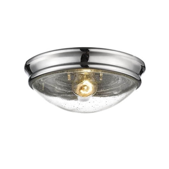 Millennium Lighting 1 Light Metal Flush Mount Ceiling With Clear Seeded Glass Shades Chrome Polished Chrome
