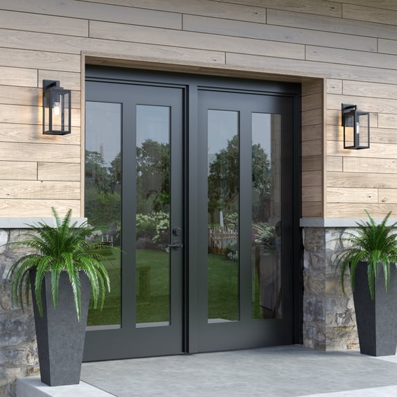 Millennium Lighting 929 Lighting 1 Light Outdoor Wall Sconce with Clear Glass Shades Powder Coat Black 13 Inch Black