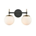 thumbnail image 1 of Millennium Lighting 929 Lighting 2 Light Bathroom Vanity Fixture with Opal Glass Shades Matte Black/Modern Gold Black Matte, 1 of 5