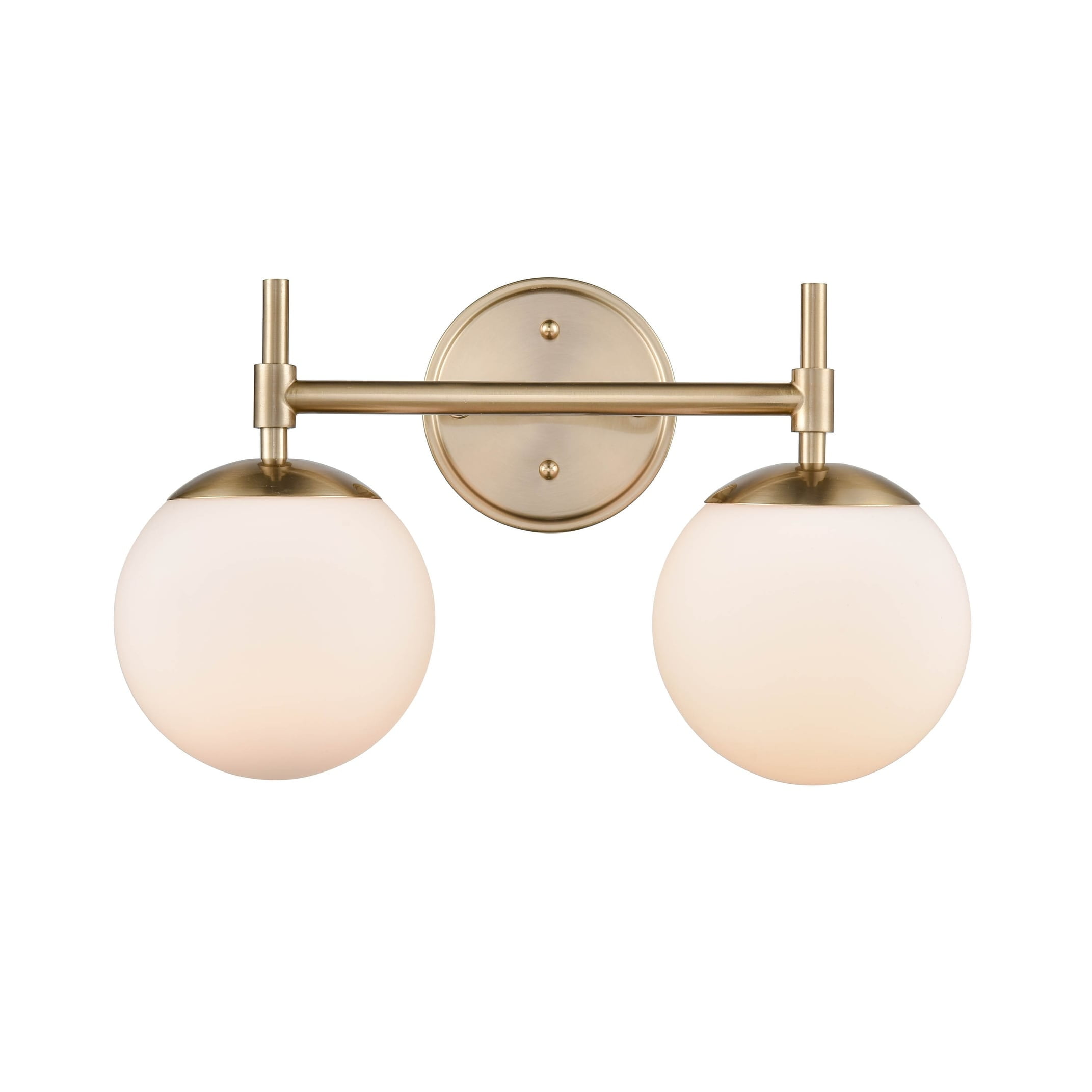 15.5" Modern Gold Dimmable Vanity Light with Opal Glass Shades