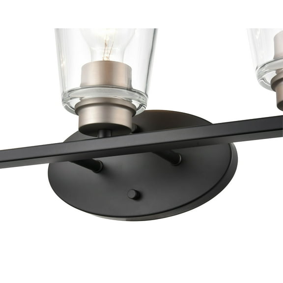 Millennium Lighting 929 Lighting 3 Light Matte Black/Satin Nickel Bathroom Vanity Fixture with Clear Glass Shades - Matte Black/Satin Nickel