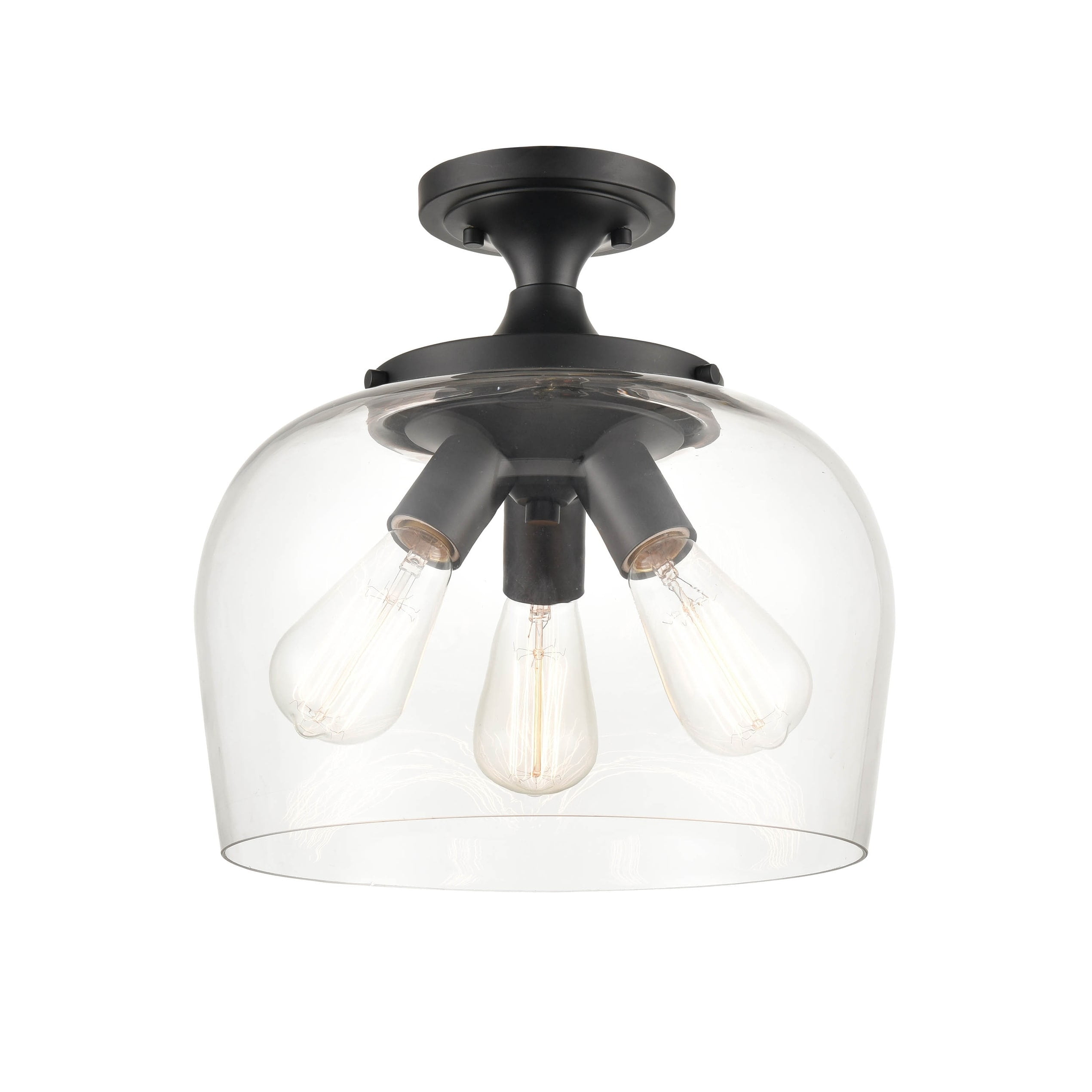 Ashford Matte Black Nickel Globe 13" Semi-Flush Ceiling Light
