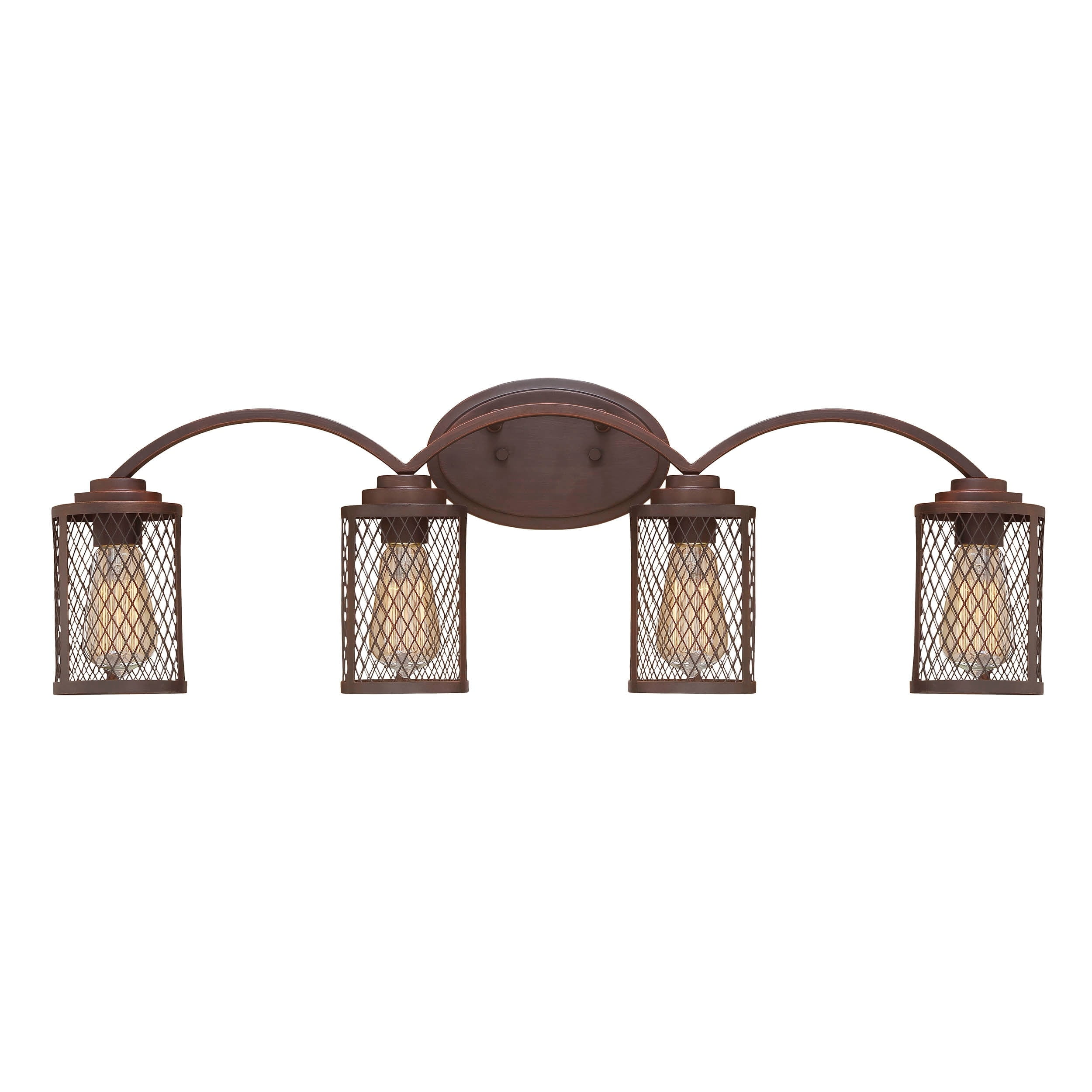 Millennium Lighting Akron 4 Light Bathroom Vanity Fixture with Metal Mesh Shades Rubbed Bronze Bronze Oil Rubbed