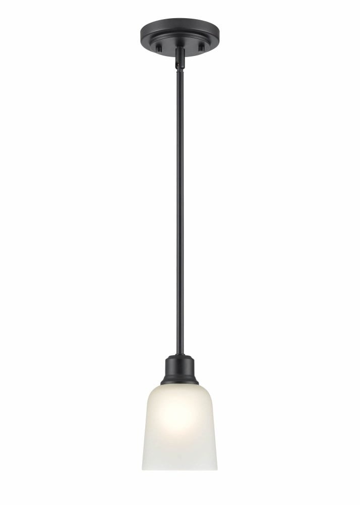 Amberle Matte Black Mini Pendant with White Glass