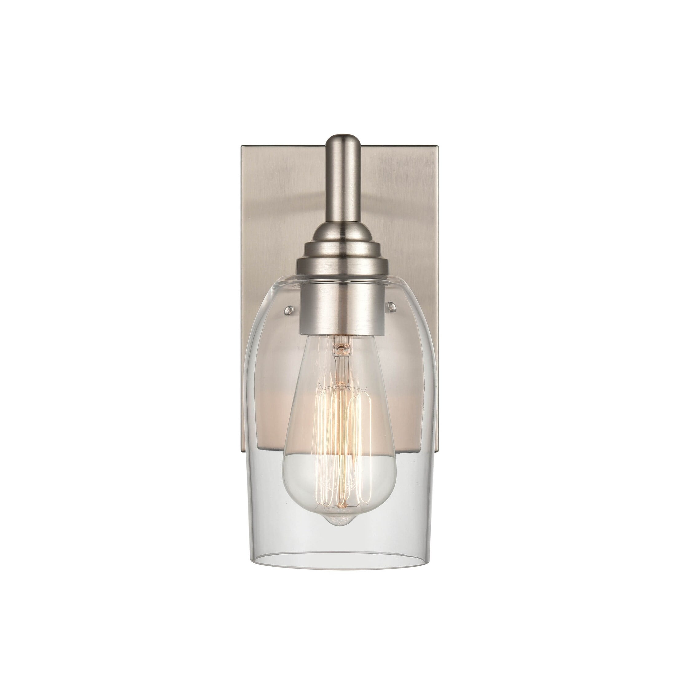 Brushed Nickel and Clear Glass Modern Wall Sconce