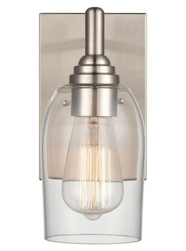 Brushed Nickel and Clear Glass Modern Wall Sconce