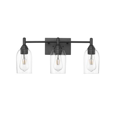Millennium Lighting  Arlett 3 Light Vanity fixture in Multiple Finishes with Clear Glass Shades Matte Black Black Matte