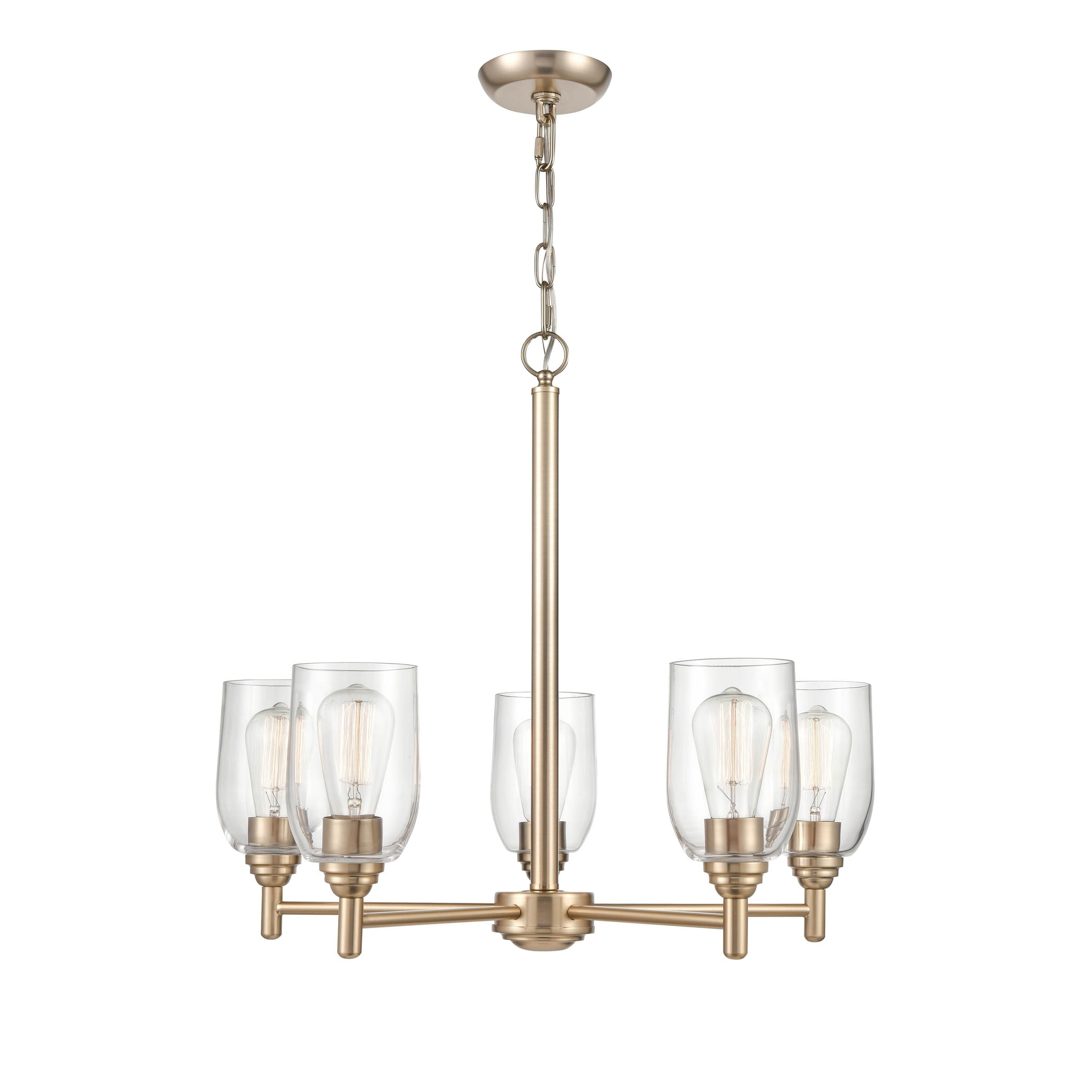 Arlett Modern Gold 5-Light Chandelier with Clear Glass Shades