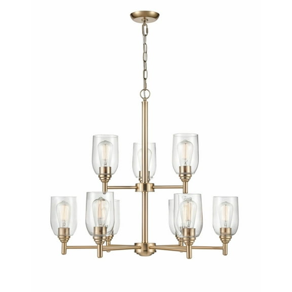 Millennium Lighting  Arlett 9 Light Chandelier in Modern Gold with Clear Glass Shades