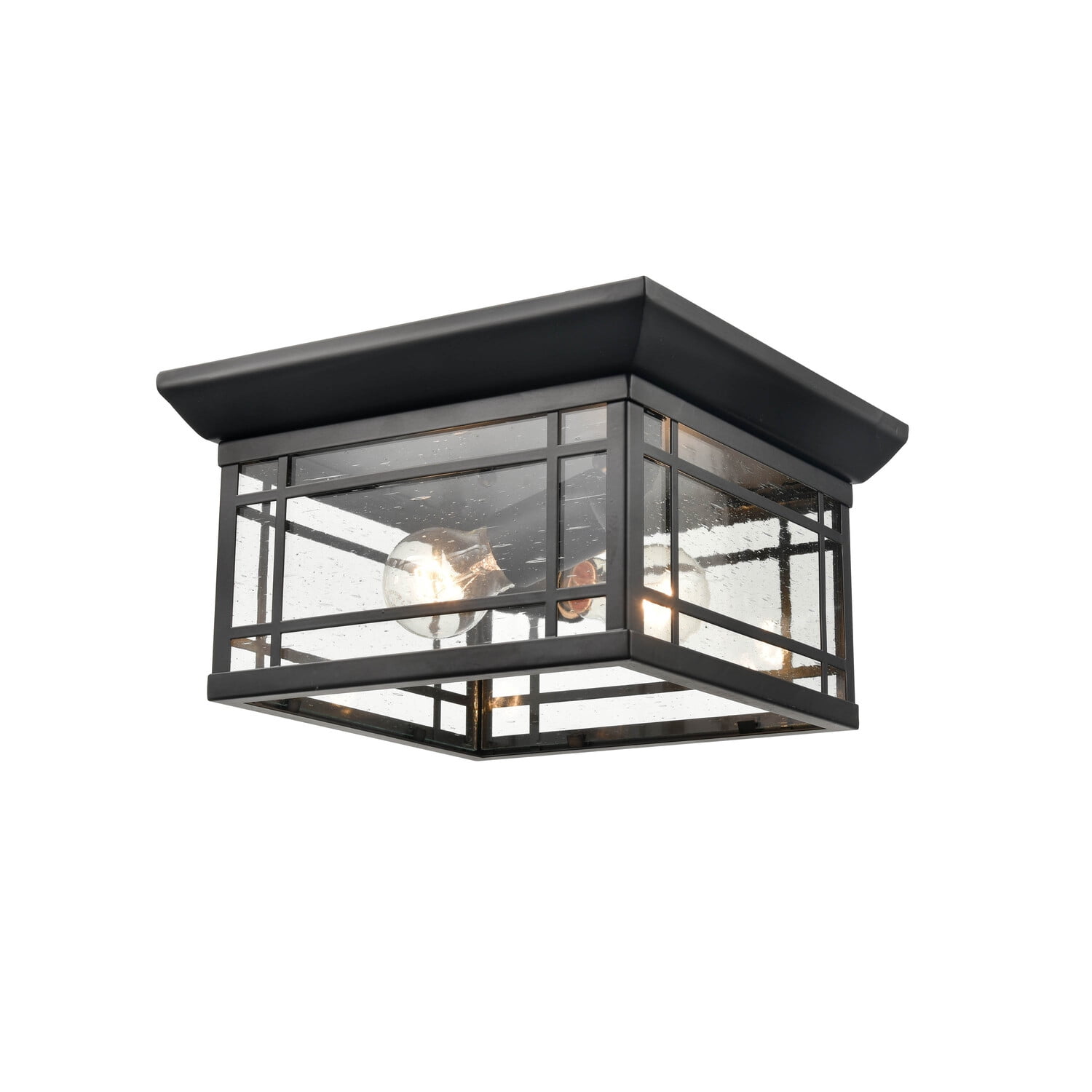 Black Glass 11" Outdoor Flush Mount Light