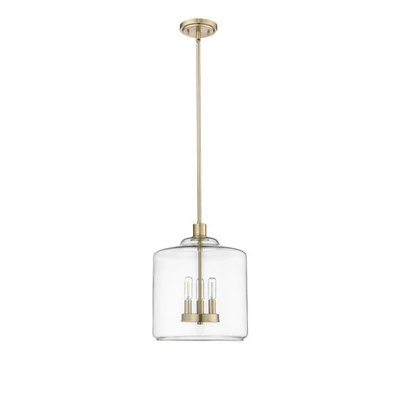 Open Box Millennium Lighting Asheville 3 Light Pendant Fixture with Clear Glass Shades Modern Gold