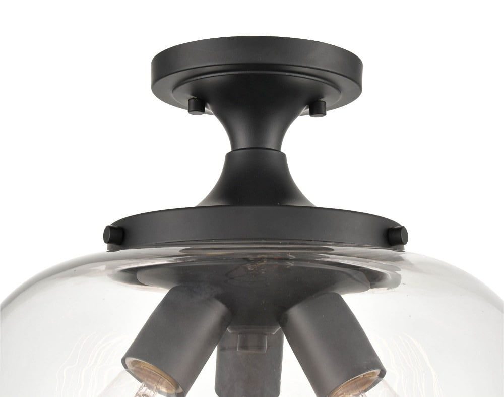 Ashford Matte Black Nickel Globe 13" Semi-Flush Ceiling Light