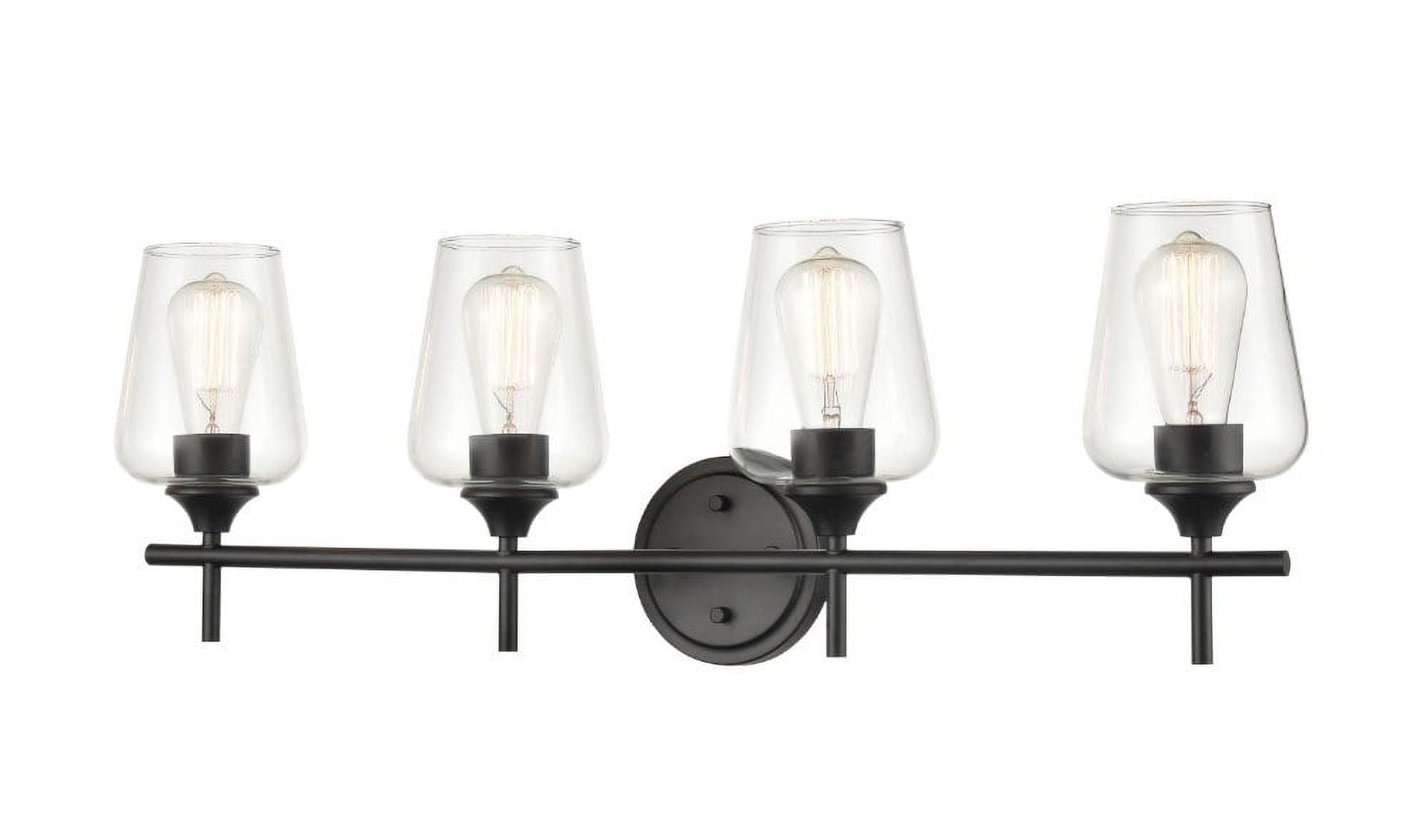 Ashford Matte Black 4-Light Vanity Fixture with Glass Shades