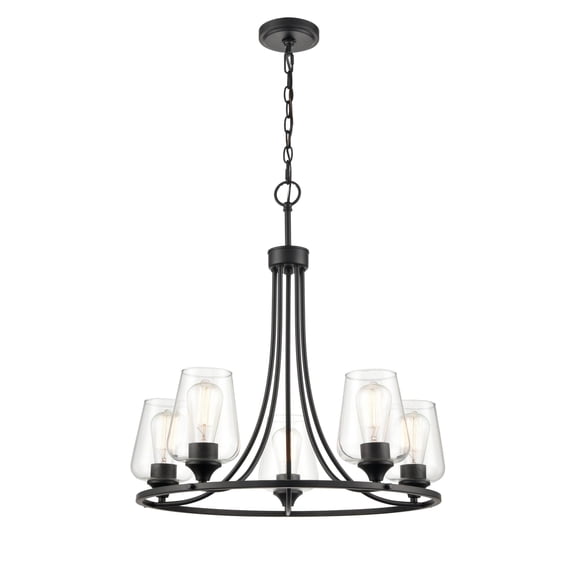9725-MB Millennium Lighting Ashford - 5 Light Chandelier-25 Inch Tall and 25 Inch Wide-Matte Black Finish -Traditional Installation