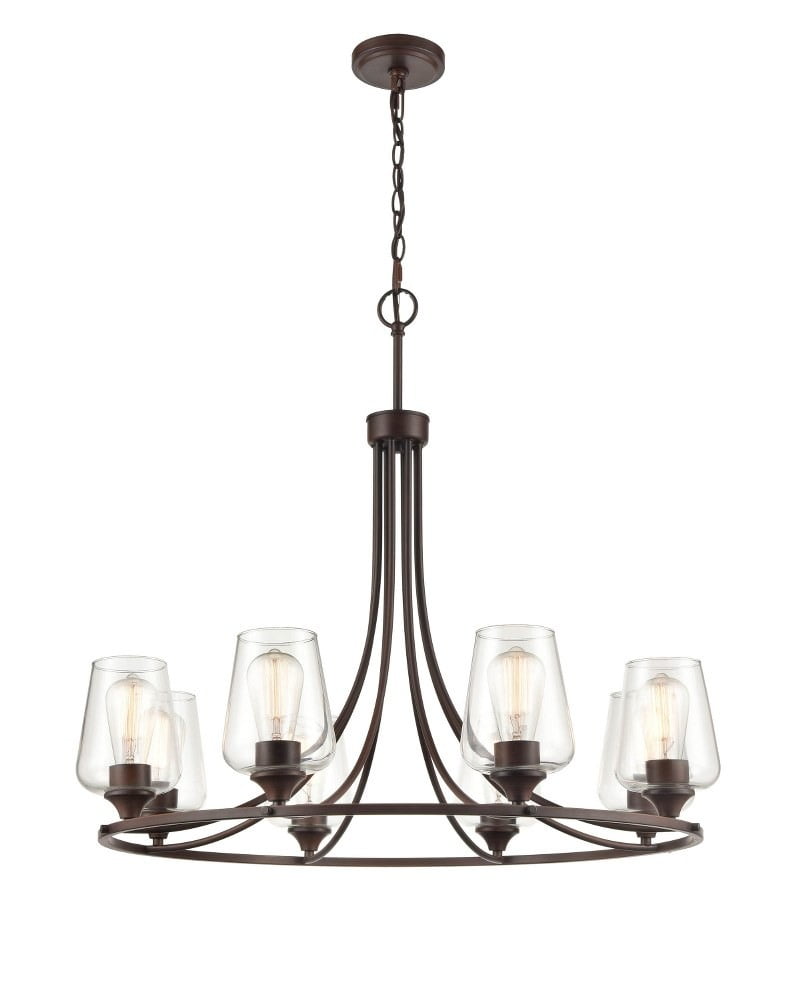Ashford Rubbed Bronze 32" Chandelier with Clear Glass Shades
