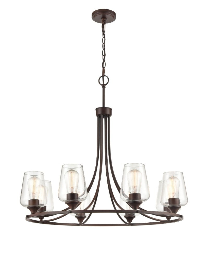 Ashford Rubbed Bronze 32" Chandelier with Clear Glass Shades