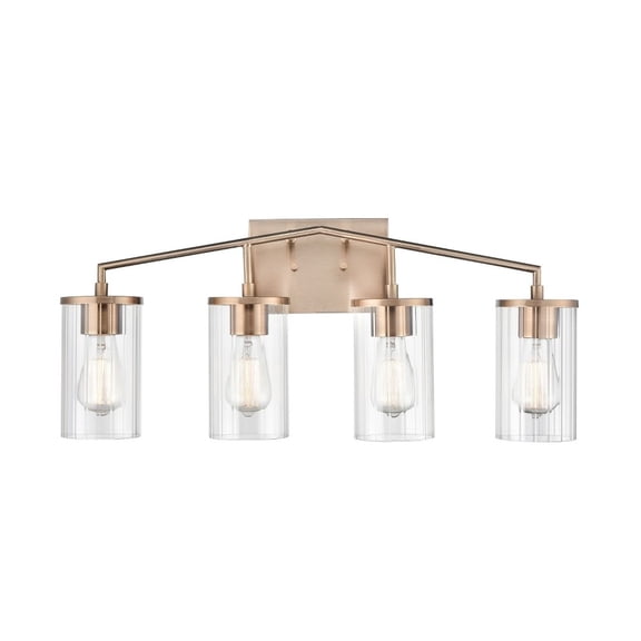 Millennium Lighting  Beverlly Bathroom Vanity Light Fixture with Clear Beveled Glass Shades 4 Light - Modern Gold