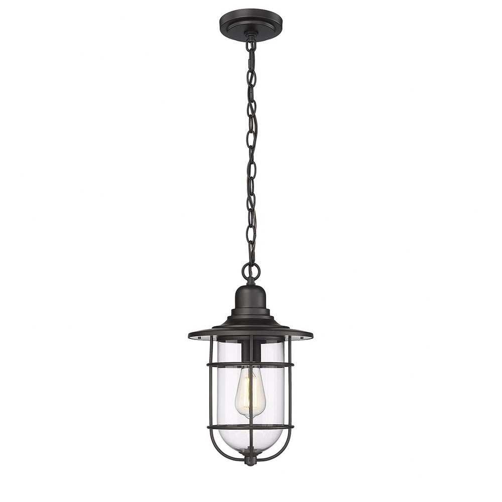 Powder Coat Black Glass Outdoor Hanging Lantern