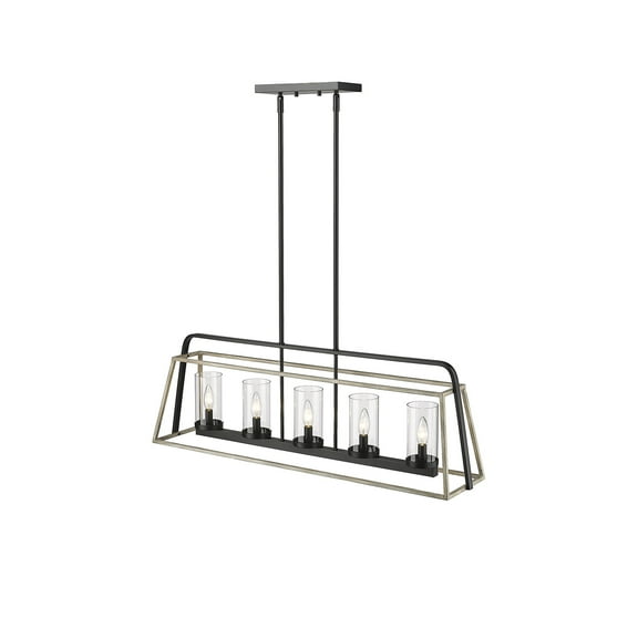 Open Box Millennium Lighting Bonnie 5 Light Chandelier Ceiling Fixture in Matte Black Grey Wood