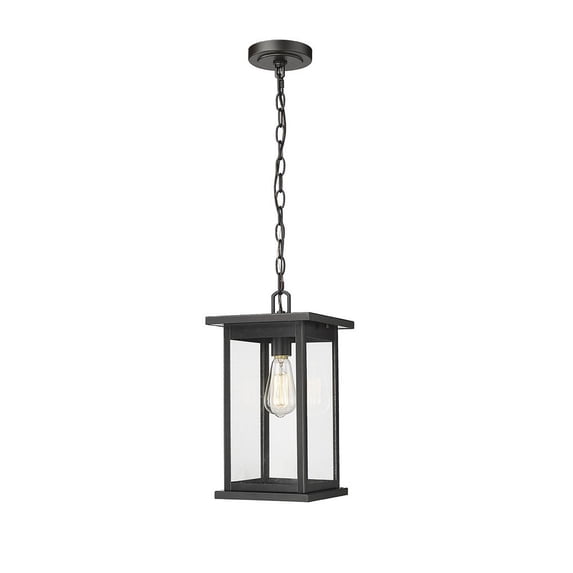 Millennium Lighting Bowton 1 Light Outdoor Pendant with Clear Glass Shades Powder Coat Black