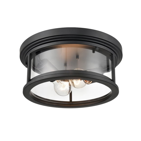 4442-PBK-Millennium Lighting-Bresley - 2 Light Outdoor Flush Mount-5.25 Inches Tall and 12 Inches Wide-Powder Coated Black Finish