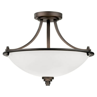 7263-RBZ-Millennium Lighting-Bristo - 3 Light Semi-Flush Mount-13.5 Inch Tall and 17.5 Inch Wide-Satin Nickel Finish