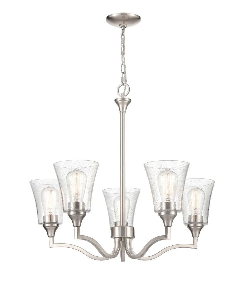 Caily Brushed Nickel 5-Light Traditional Chandelier - 26" Width