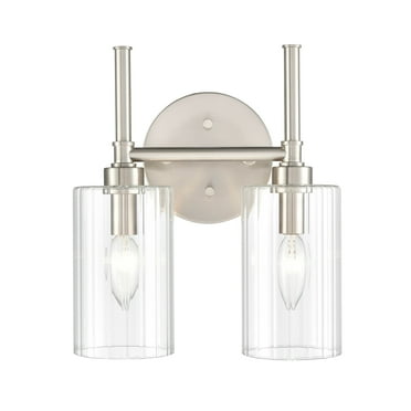 Millennium Lighting  Chastine Bathroom Vanity Light Fixture with Clear Beveled Glass Shades 2 Light - Brushed Nickel
