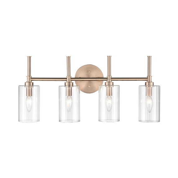 Millennium Lighting Chastine Bathroom Vanity Light Fixture with Clear Beveled Glass Shades 4 Light - Modern Gold