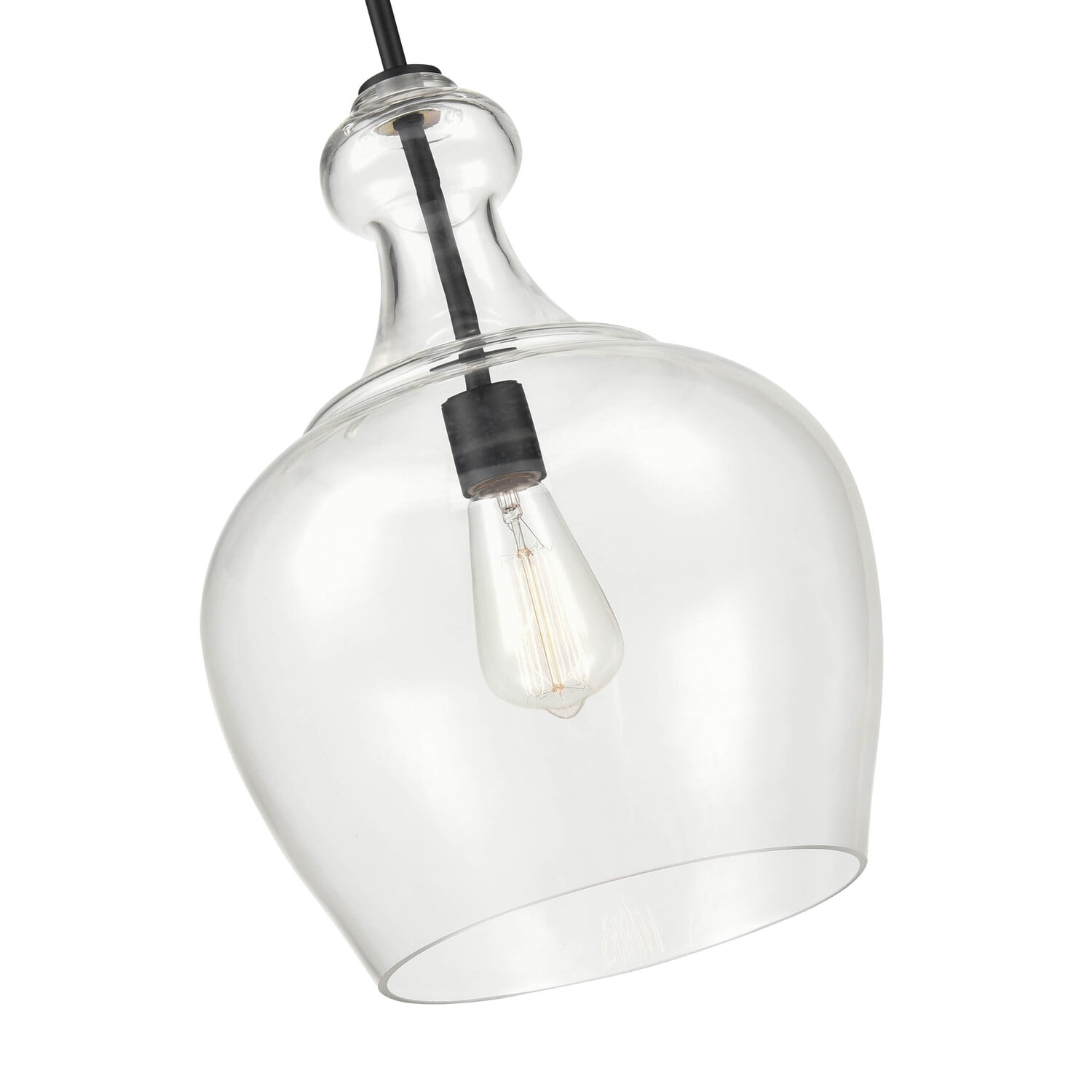 Matte Black Glass Jar Pendant Light with LED