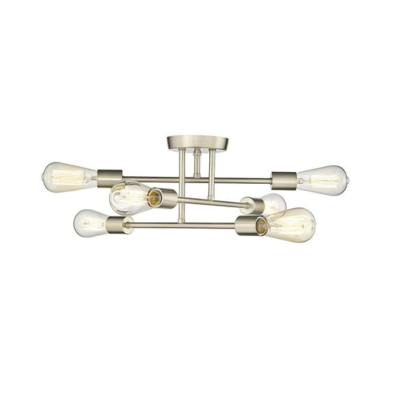 Millennium Lighting  Decco 6 Light Pendant Fixture in Matte Black Modern Gold Painted,Brushed