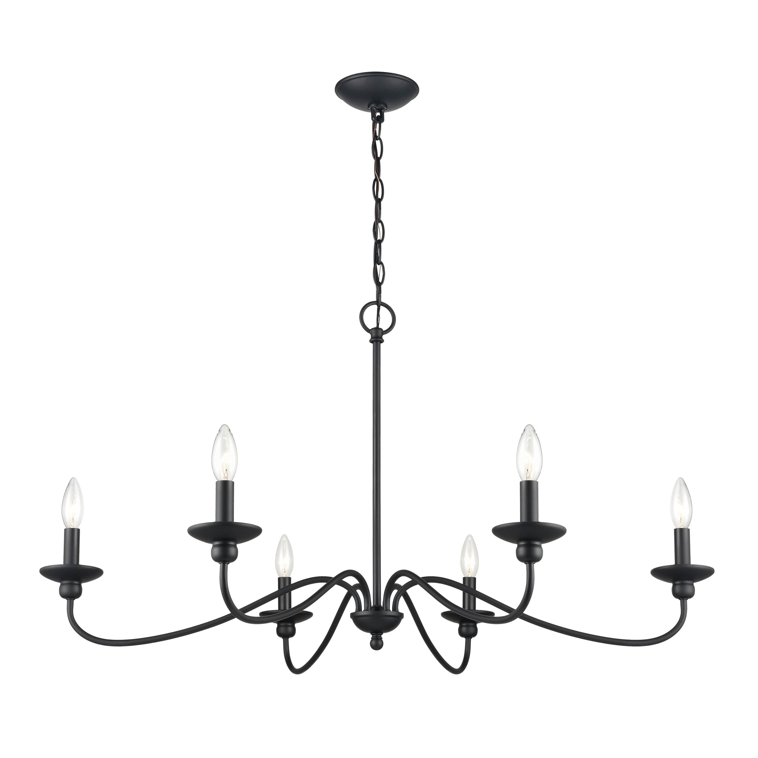 Delvona Matte Black 6-Light Chandelier with Incandescent Bulbs