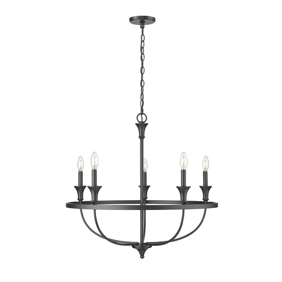 28005-MB Millennium Lighting Emery - 5 Light Chandelier-28 Inch Tall and 29.1 Inch Wide-Matte Black Finish