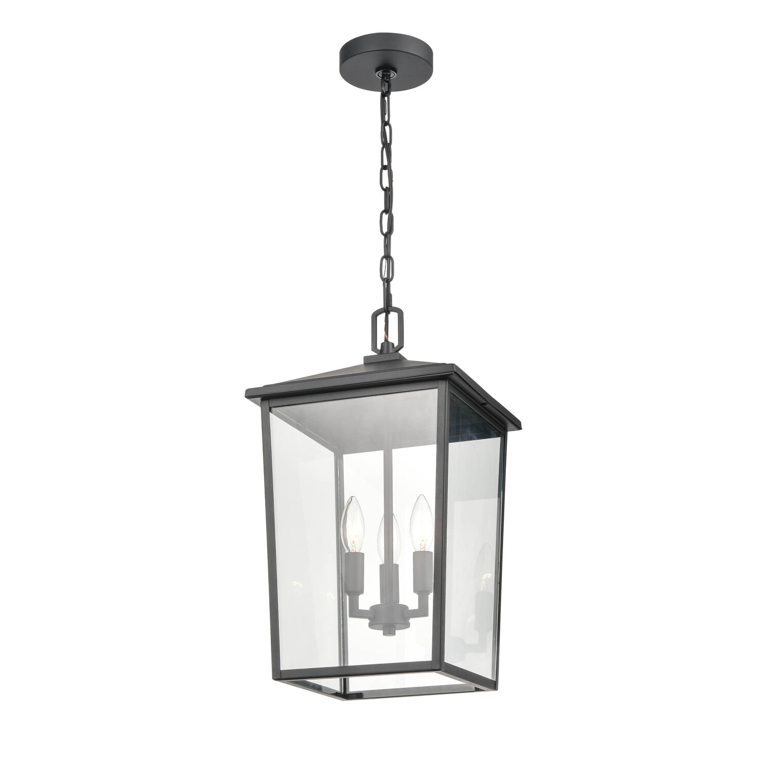 Fetterton Contemporary Black Glass Outdoor Lantern, 11" Wide